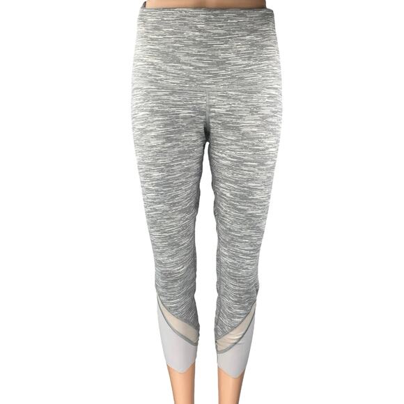 Lululemon Wunder Under Gray Scalloped Hem High-Rise Cropped Leggings Pants Sz L - Picture 1 of 3